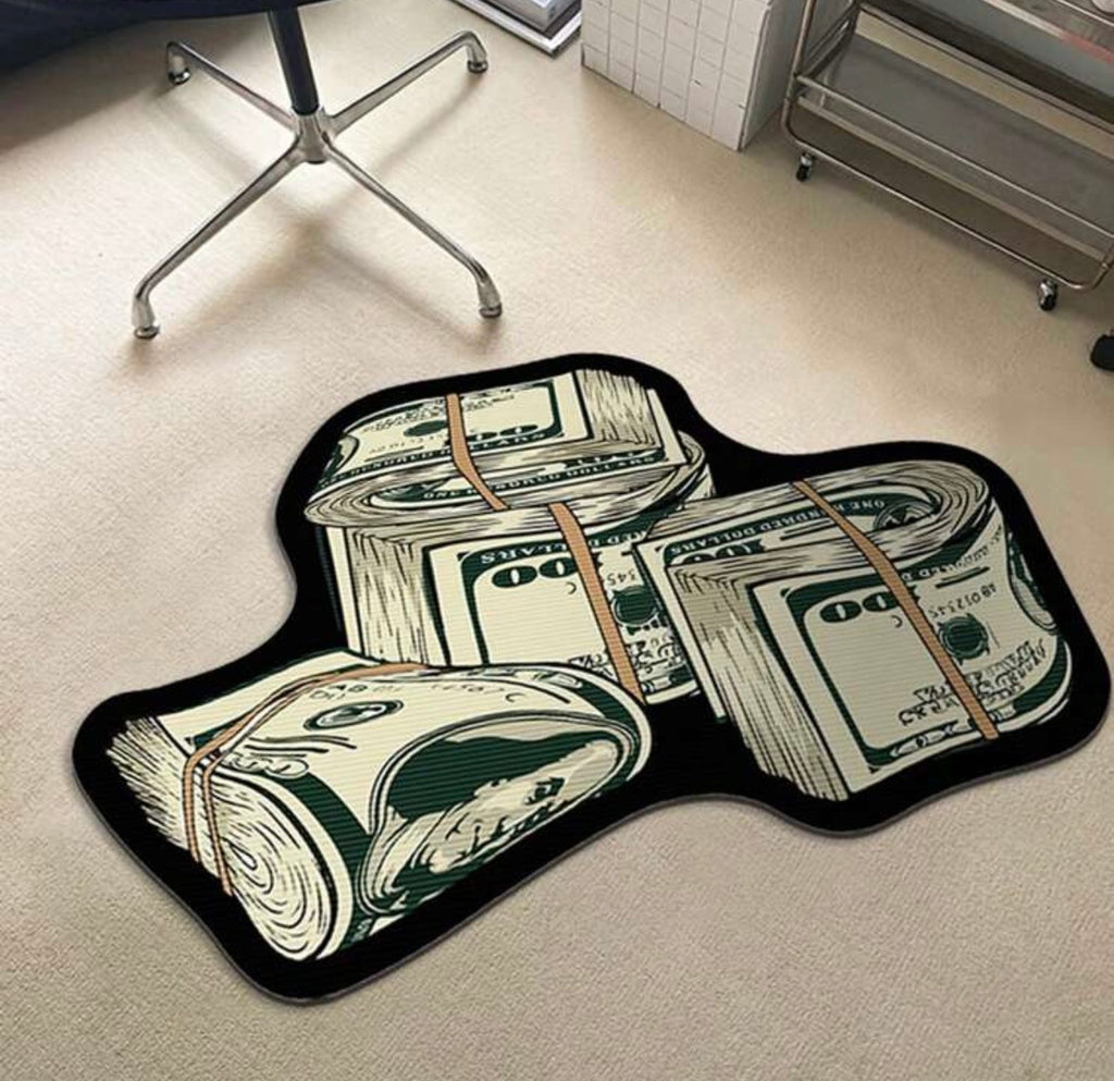 MONEY STACKS FUZZY RUG