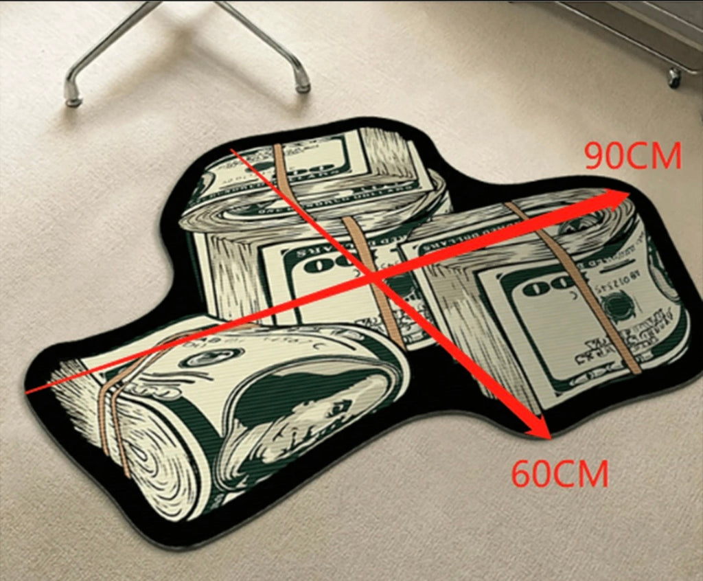 MONEY STACKS FUZZY RUG